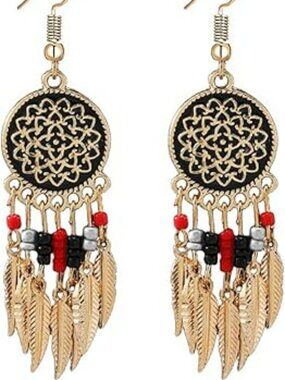 NEW Bohemian Dream Catcher Feather Earrings Dangling Western Boho Fashion Set